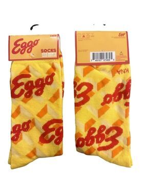4/$25 Eggo Waffle Novelty Crew Socks New Collectible Graphic Socks Unisex